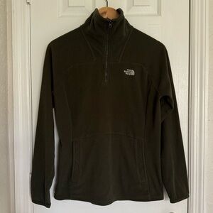 The North Face Womens Quarter Zip Pullover Fleece Jacket Green Medium